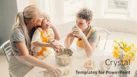  Presentation with parent children - Slide deck having beautiful-blond-mom-teaching background and a lemonade colored foreground