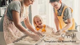  Presentation with parent children - Colorful slide deck enhanced with beautiful-blond-mom-teaching backdrop and a coral colored foreground
