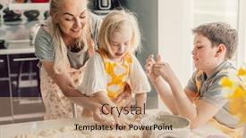  Presentation with parent children - PPT theme consisting of beautiful-blond-mom-teaching background and a coral colored foreground
