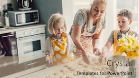  Presentation with parent children - Slide deck with beautiful-blond-mom-teaching background and a coral colored foreground