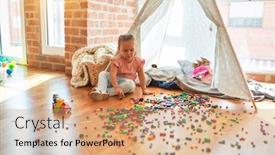  Presentation with hipster girl playing tetris game - Audience pleasing slides consisting of beautiful-blond-toddler-girl-playing backdrop and a coral colored foreground