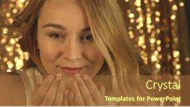  Presentation with gold glitter - Beautiful presentation design featuring beautiful-blond-woman-blowing-gold backdrop and a tawny brown colored foreground