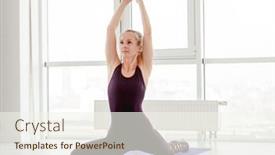  Presentation with flexible - Presentation design featuring beautiful-blond-woman-girl-during background and a cream colored foreground