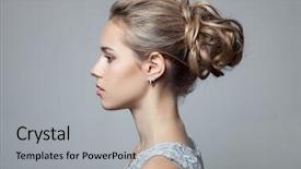  Presentation with hair - Audience pleasing PPT theme consisting of beautiful blond woman hairstyle backdrop and a light gray colored foreground
