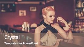  Presentation with beer bar pub tap counter - Presentation theme featuring beautiful blond woman in evening background and a coral colored foreground