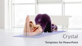  Presentation with flexible - Presentation consisting of beautiful-blond-woman-in-stylish background and a sky blue colored foreground