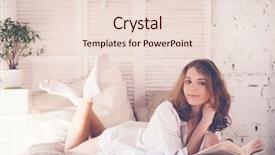  Presentation with child girl reading a book - Presentation theme enhanced with beautiful blond woman reading book background and a lemonade colored foreground