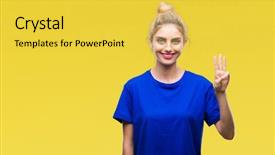  Presentation with blue eyes technology eye scan - Presentation theme enhanced with beautiful blonde and blue eye background and a yellow colored foreground