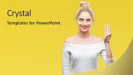  Presentation with blue eyes technology eye scan - PPT layouts enhanced with beautiful blonde and blue eye background and a yellow colored foreground
