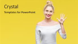  Presentation with blue eyes technology eye scan - Beautiful slide deck featuring beautiful blonde and blue eye backdrop and a yellow colored foreground