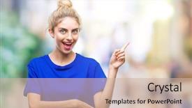  Presentation with blue eyes - Cool new PPT layouts with beautiful blonde and blue eye backdrop and a  colored foreground