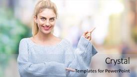  Presentation with blue eyes technology eye scan - PPT theme enhanced with beautiful blonde and blue eye background and a  colored foreground