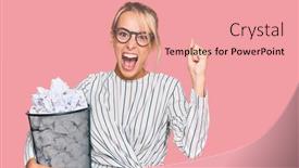  Presentation with bin - Amazing theme having beautiful-blonde-business-woman-holding backdrop and a coral colored foreground
