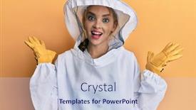  Presentation with winner - PPT theme enhanced with beautiful-blonde-caucasian-woman-wearing background and a lemonade colored foreground