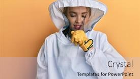  Presentation with health-care - Slide set featuring beautiful-blonde-caucasian-woman-wearing background and a light blue colored foreground