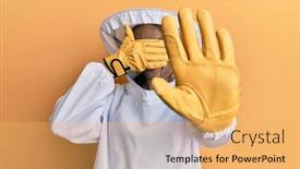  Presentation with sad woman - Slides enhanced with beautiful-blonde-caucasian-woman-wearing background and a yellow colored foreground