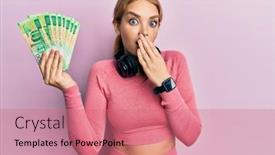  Presentation with russian - Slide set with beautiful-blonde-caucasian-woman-wearing background and a coral colored foreground