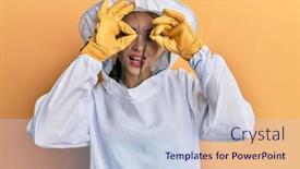  Presentation with tongue - Cool new PPT layouts with beautiful-blonde-caucasian-woman-wearing backdrop and a lemonade colored foreground