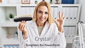  Presentation with teeth whitening - Presentation consisting of beautiful-blonde-dentist-woman-comparing background and a  colored foreground