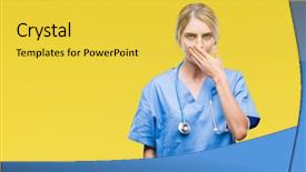  Presentation with hand surgeon - Presentation theme enhanced with beautiful blonde doctor surgeon nurse background and a yellow colored foreground
