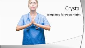 Presentation with together puzzle pieces beautiful - Slide deck featuring beautiful blonde doctor surgeon nurse background and a white colored foreground