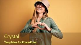  Presentation with explorer - Slides featuring beautiful-blonde-explorer-woman background and a tawny brown colored foreground