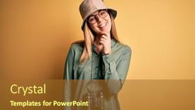  Presentation with explorer - Presentation design featuring beautiful-blonde-explorer-woman background and a tawny brown colored foreground