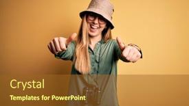  Presentation with explorer - Cool new PPT layouts with beautiful-blonde-explorer-woman backdrop and a tawny brown colored foreground