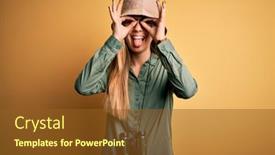  Presentation with explorer - Presentation having beautiful-blonde-explorer-woman background and a tawny brown colored foreground