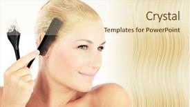  Presentation with hairdressing salon - Colorful PPT layouts enhanced with beautiful blonde female dyeing hair backdrop and a lemonade colored foreground