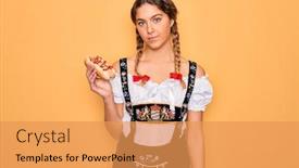  Presentation with oktoberfest - Colorful slide deck enhanced with beautiful-blonde-german-woman backdrop and a yellow colored foreground