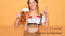  Presentation with blue eyes - Presentation theme with beautiful-blonde-german-woman background and a yellow colored foreground