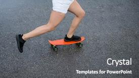  Presentation with bridge - Cool new slides with beautiful blonde girl riding orange backdrop and a dark gray colored foreground