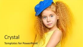  Presentation with joyful - Slides enhanced with beautiful blonde hair over yellow background and a yellow colored foreground