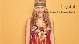  Presentation with hippie - Presentation enhanced with beautiful-blonde-hippie-woman-wearing background and a yellow colored foreground