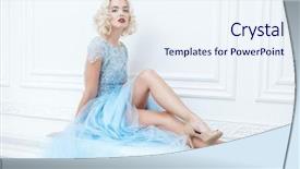  Presentation with lady - Presentation theme featuring beautiful blonde lady bright pure background and a  colored foreground