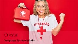  Presentation with whistle - Slides consisting of beautiful-blonde-lifeguard-woman-wearing background and a red colored foreground