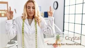  Presentation with dietitian - Presentation featuring beautiful-blonde-nutritionist-woman background and a lemonade colored foreground