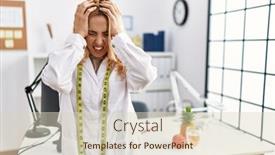  Presentation with dietitian - PPT theme enhanced with beautiful-blonde-nutritionist-woman background and a soft green colored foreground