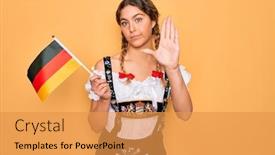  Presentation with patriotic - Presentation theme featuring beautiful-blonde-patriotic-woman background and a gold colored foreground