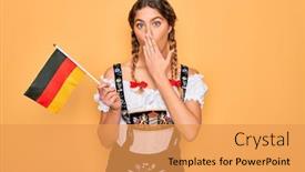  Presentation with patriotic - Presentation theme having beautiful-blonde-patriotic-woman background and a yellow colored foreground