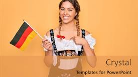  Presentation with patriotic - Presentation theme consisting of beautiful-blonde-patriotic-woman background and a yellow colored foreground