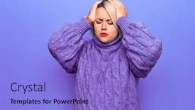  Presentation with migraine - Slide deck having beautiful-blonde-plus-size-woman background and a light blue colored foreground