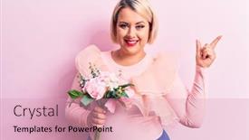  Presentation with hand holding flowers - Presentation design having beautiful-blonde-plus-size-woman background and a coral colored foreground