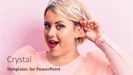  Presentation with diamonds - Audience pleasing PPT theme consisting of beautiful-blonde-plus-size-woman backdrop and a lemonade colored foreground