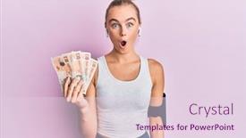  Presentation with woman sport - PPT layouts enhanced with beautiful-blonde-sport-woman-holding background and a lemonade colored foreground