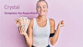  Presentation with victory sport - Colorful PPT layouts enhanced with beautiful-blonde-sport-woman-holding backdrop and a lemonade colored foreground