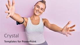  Presentation with band - Beautiful slide deck featuring beautiful-blonde-sport-woman-wearing backdrop and a lemonade colored foreground