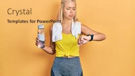  Presentation with woman sad - Presentation enhanced with beautiful-blonde-sports-woman-using background and a yellow colored foreground