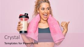  Presentation with protein - Beautiful slide set featuring beautiful-blonde-sporty-woman-doing backdrop and a lemonade colored foreground